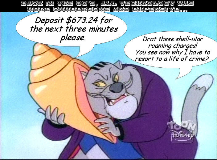 
Shell: Deposit 25 cents for 1 minute of ocean noise...
Fat Cat: Even the shells aren't free these days...